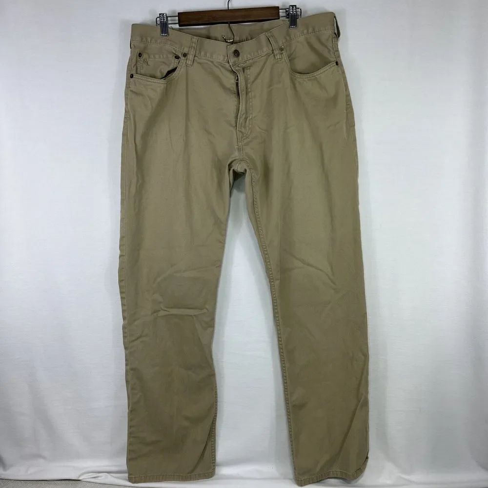 Polo Ralph Lauren Pants Men's 38x32 650 Straight Leg‎ Beige Tan Chino 5 Pocket